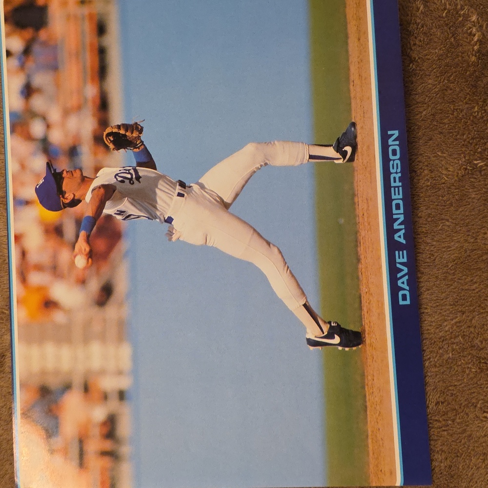 VINTAGE Dave Anderson Baseball Player Art Print - Blue and White